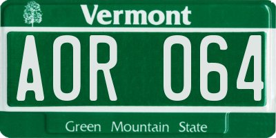 VT license plate AOR064
