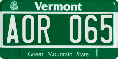 VT license plate AOR065