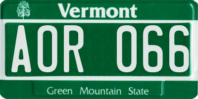 VT license plate AOR066