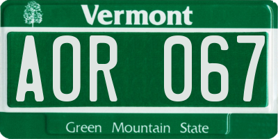 VT license plate AOR067