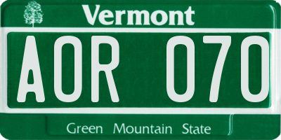 VT license plate AOR070