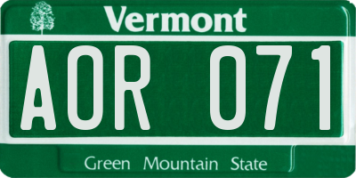 VT license plate AOR071