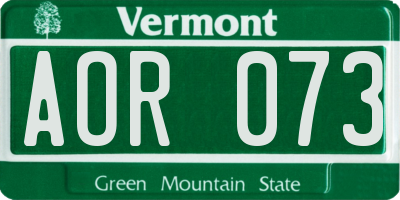 VT license plate AOR073