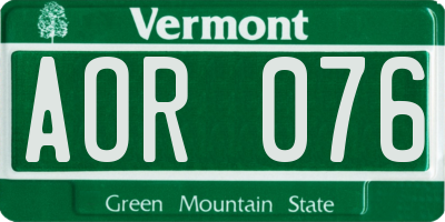 VT license plate AOR076