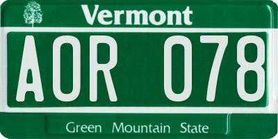 VT license plate AOR078