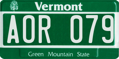 VT license plate AOR079