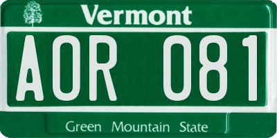 VT license plate AOR081