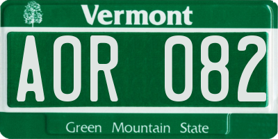 VT license plate AOR082