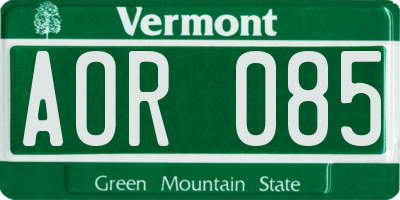 VT license plate AOR085