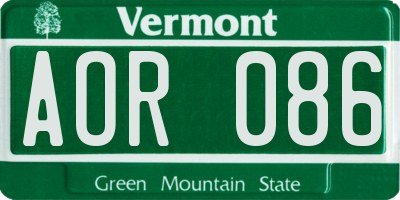 VT license plate AOR086