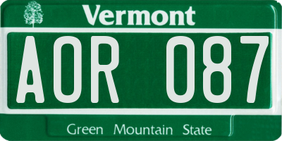 VT license plate AOR087