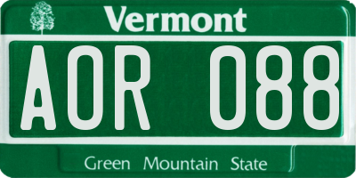VT license plate AOR088