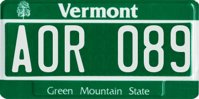 VT license plate AOR089
