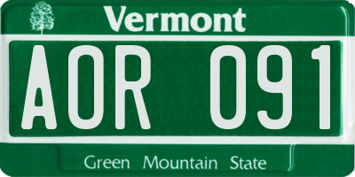 VT license plate AOR091