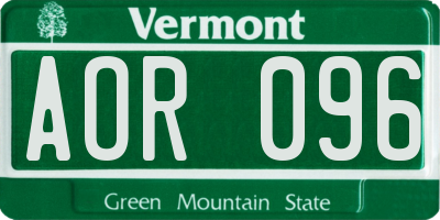 VT license plate AOR096