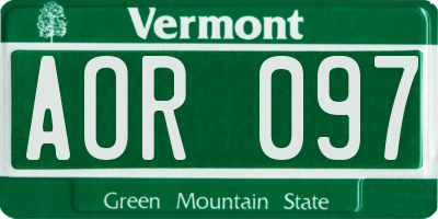 VT license plate AOR097