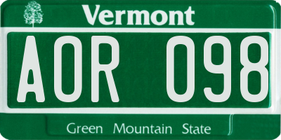 VT license plate AOR098