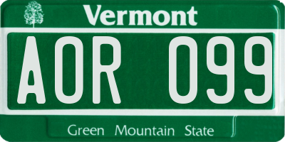 VT license plate AOR099