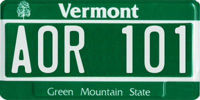 VT license plate AOR101