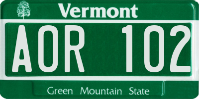 VT license plate AOR102