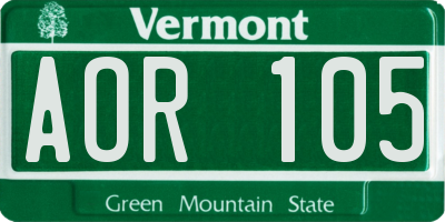 VT license plate AOR105