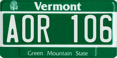 VT license plate AOR106
