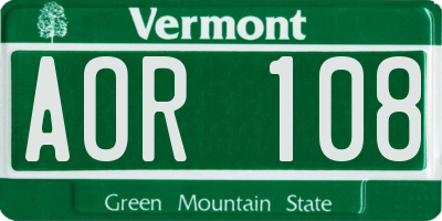 VT license plate AOR108
