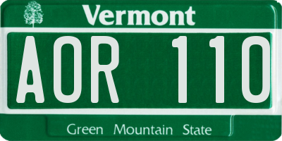 VT license plate AOR110