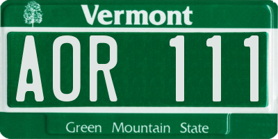 VT license plate AOR111