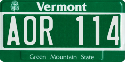 VT license plate AOR114