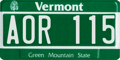 VT license plate AOR115