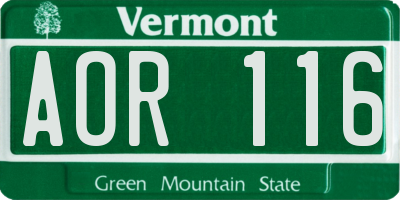 VT license plate AOR116