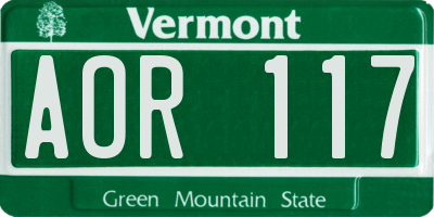 VT license plate AOR117