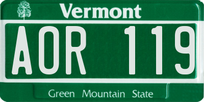 VT license plate AOR119