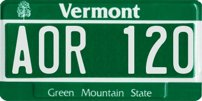 VT license plate AOR120
