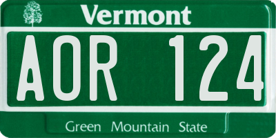 VT license plate AOR124