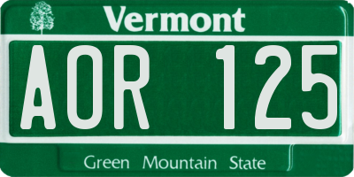 VT license plate AOR125
