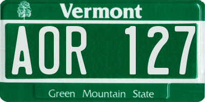 VT license plate AOR127