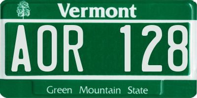 VT license plate AOR128