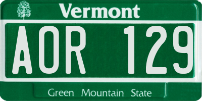 VT license plate AOR129