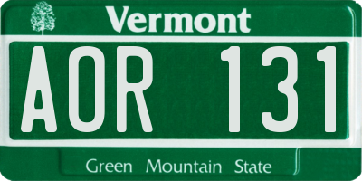 VT license plate AOR131