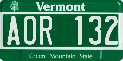 VT license plate AOR132