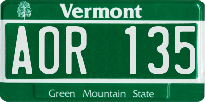VT license plate AOR135