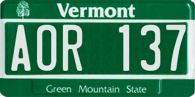 VT license plate AOR137