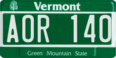 VT license plate AOR140