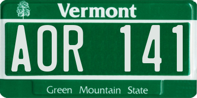 VT license plate AOR141