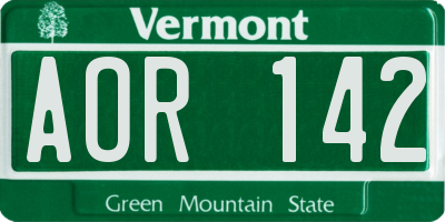 VT license plate AOR142