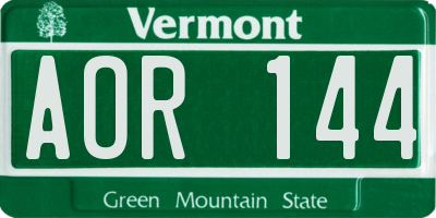 VT license plate AOR144
