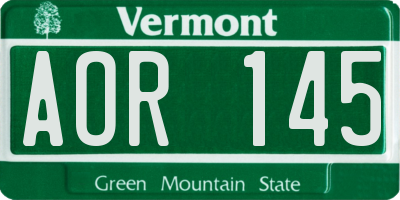 VT license plate AOR145