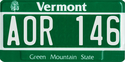 VT license plate AOR146